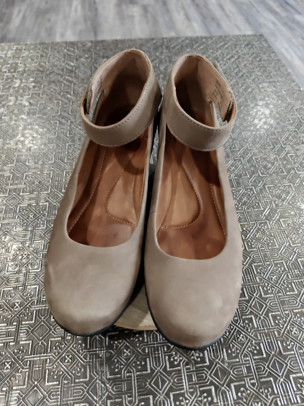 Clarks Claribel Fame Taupe Mary Jane Wedge Size 7.5 - Picture 12 of 16